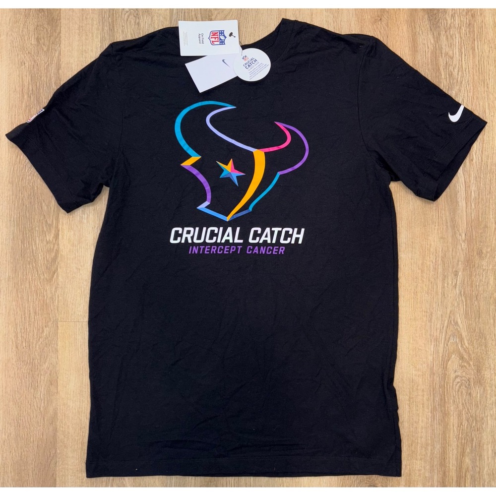 NWT Men's Houston Texans Crucial Catch Intercept Cancer Nike Tee - Medium-Black